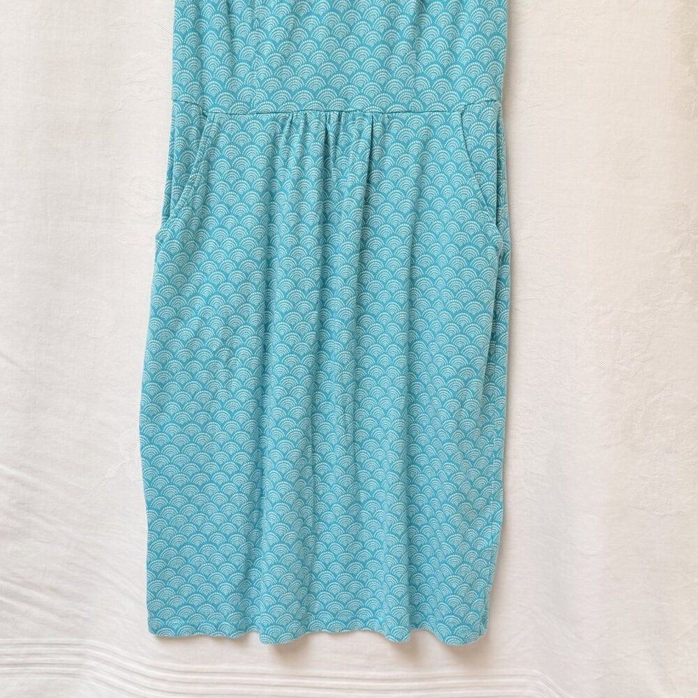 Boden Womens 8 R Midi Dress Boho Scoop Green Sleeveless Pockets Geometric Cotton - Picture 3 of 10